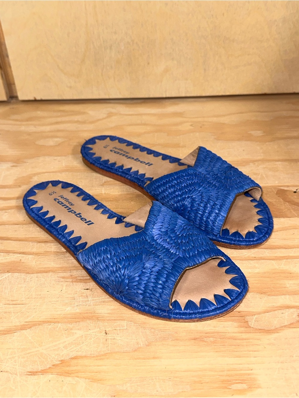 Jeffrey Campbell Royal Blue Woven Slide Sandals